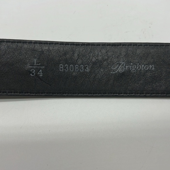 Brighton - Black Leather Silver And Gold Embellishment Design Buckle Belt Size L - Picture 6 of 9